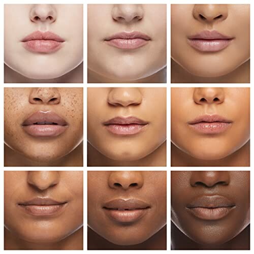 Grid of diverse lip shades and textures.