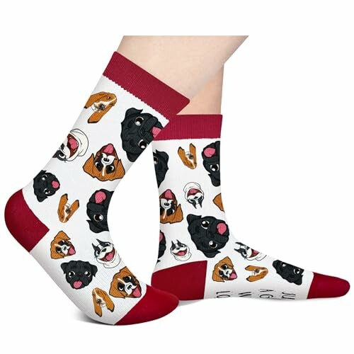 Socks with cartoon dog faces pattern