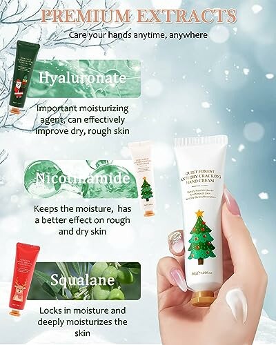 Hand cream with hyaluronate, niacinamide, and squalane for dry skin