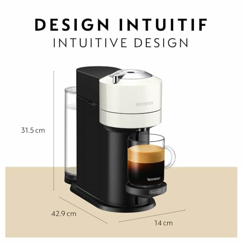 Nespresso coffee machine with measurements.